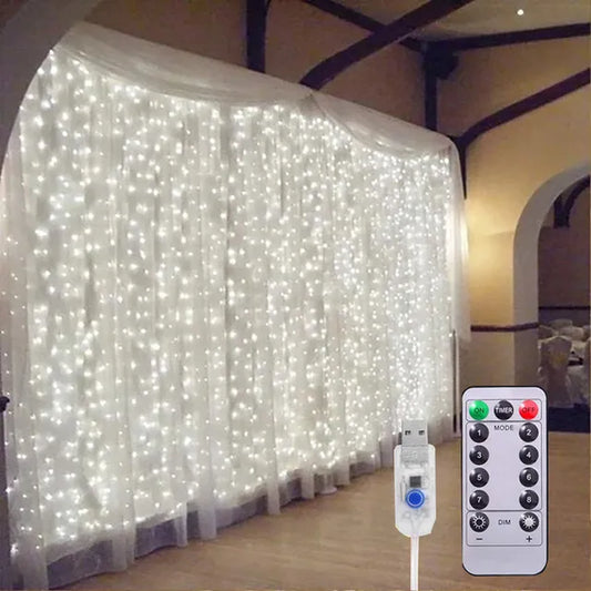 300 LED Curtain String Light Backdrop (To achieve the effect of the picture, 2 pieces lights are required.)