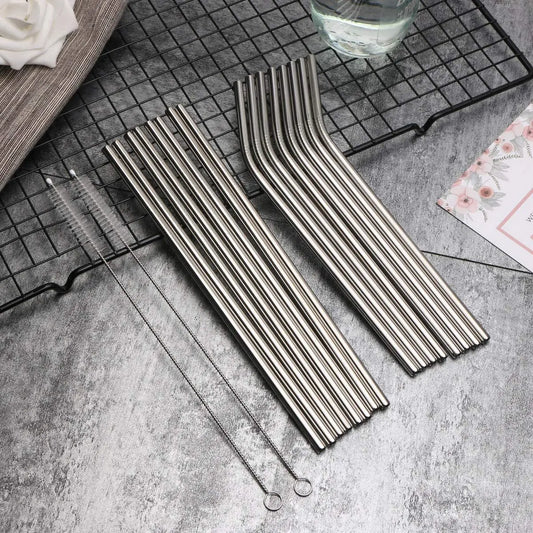 8 Pieces Eco-Friendly Reusable Drinking Straws with Cleaner Brush