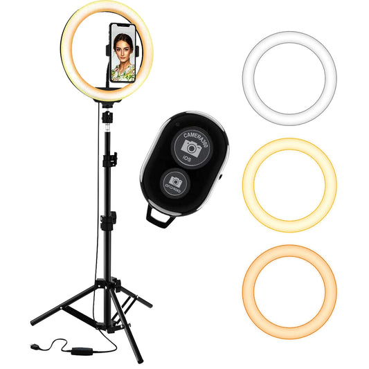 5 Core 10'' Ring Light with Extendable Tripod Stand and Gooseneck Phone Holder